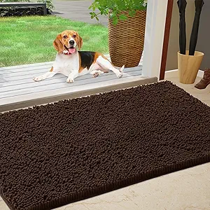 IM HOME Chenille Absorbent Outdoor Doormat 60" x 36", Washable Muddy Door Mats for Dog Non Slip Indoor Doormat Dog Mat for Muddy Paw Front Inside Doormats for Entryway Brown