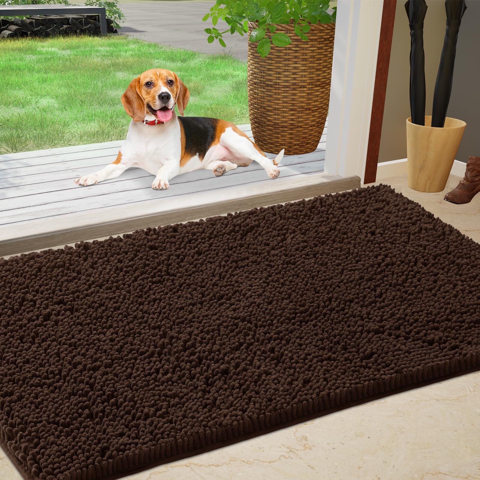 Tapis Chenille Absorbant Muddy Mat® Pour Pieds Boueux - Antidérapant, Lavable En Machine, Intérieur/extérieur