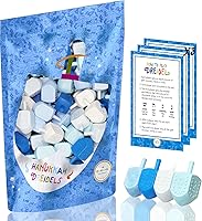 Vista 7 de The Dreidel Company Paquete de 10 Dreidel de plástico azul y blanco de Hanukkah, para niños, niños y niñas, recuerdos de fiesta (paquete de 10)