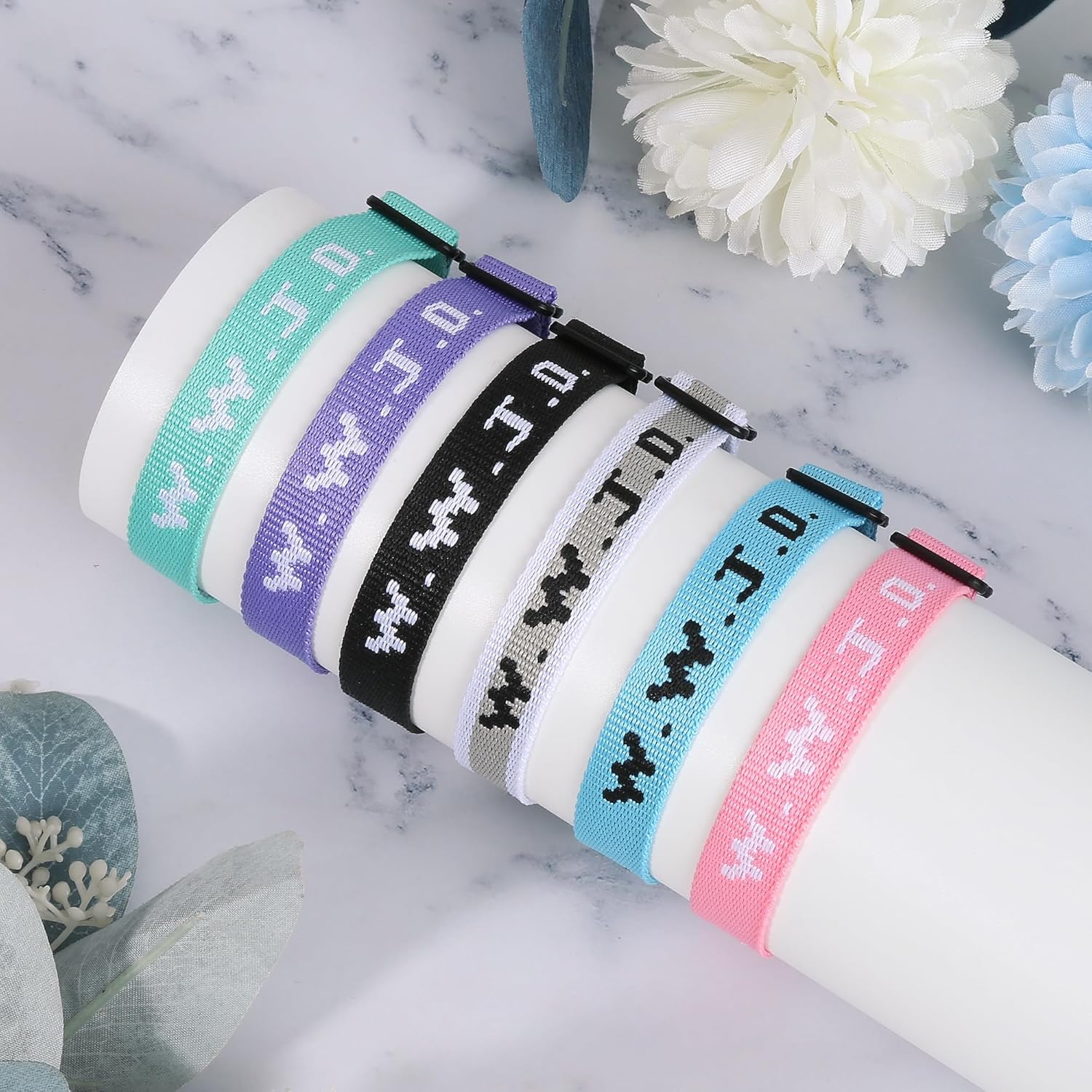 6PCS WWJD Christian Bracelet for Women Men, Christian Jesus Gifts Adjustable Wristbands Pack, WWJD Bracelets Bulk - What Would Jesus Do Bracelet - Image 2