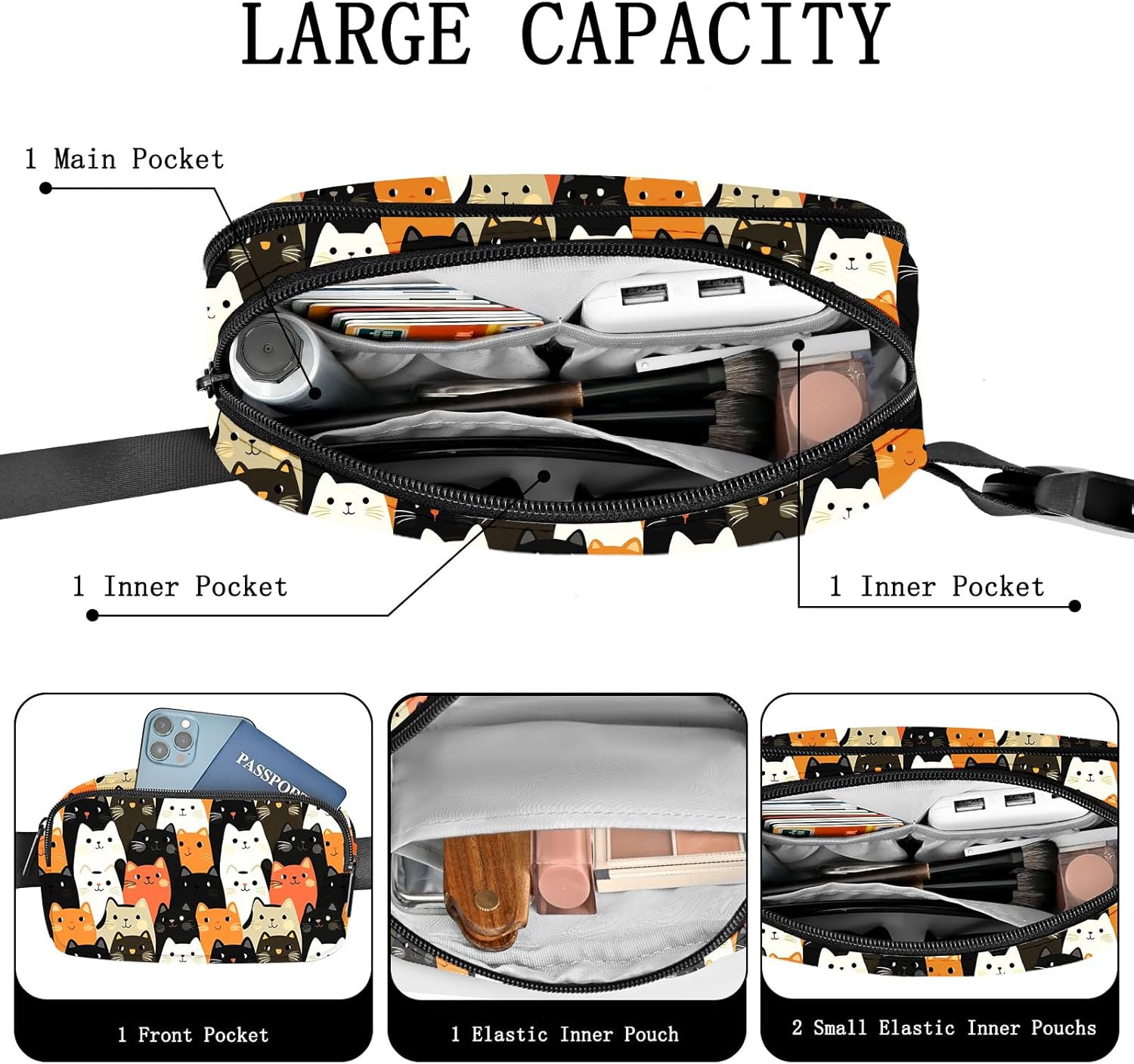 Cat Fanny Pack for Women Casual Belt Bag Fashion Waist Pack with Adjustable Strap Traveling - Image 5