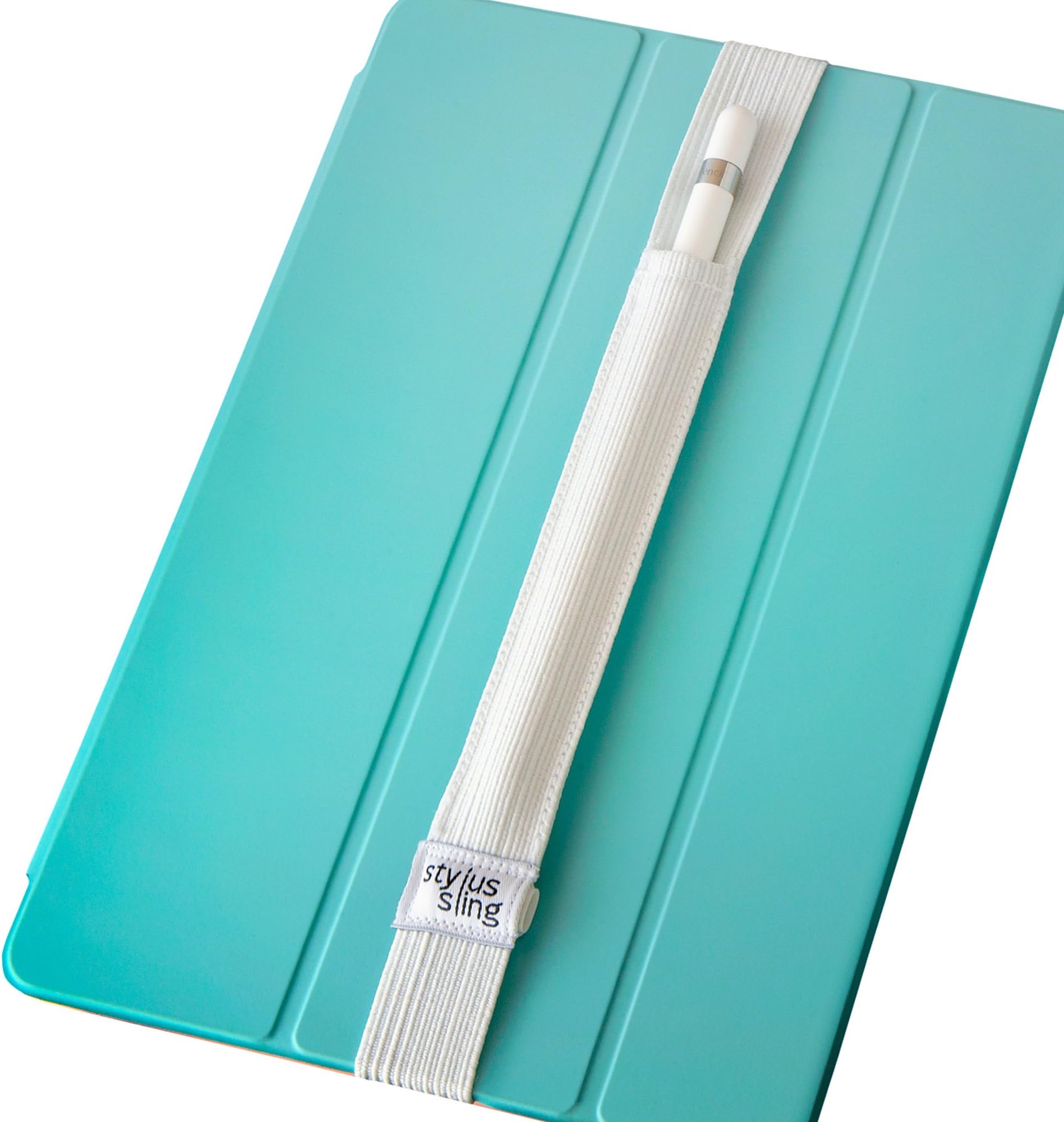 Stylus Sling Pencil Holder with USB Adapter Pocket for Apple Pencil (1st/2nd Gen) - Compatible with iPad Pro 11/10.5/9.7 & iPad 6th Gen Cases, White