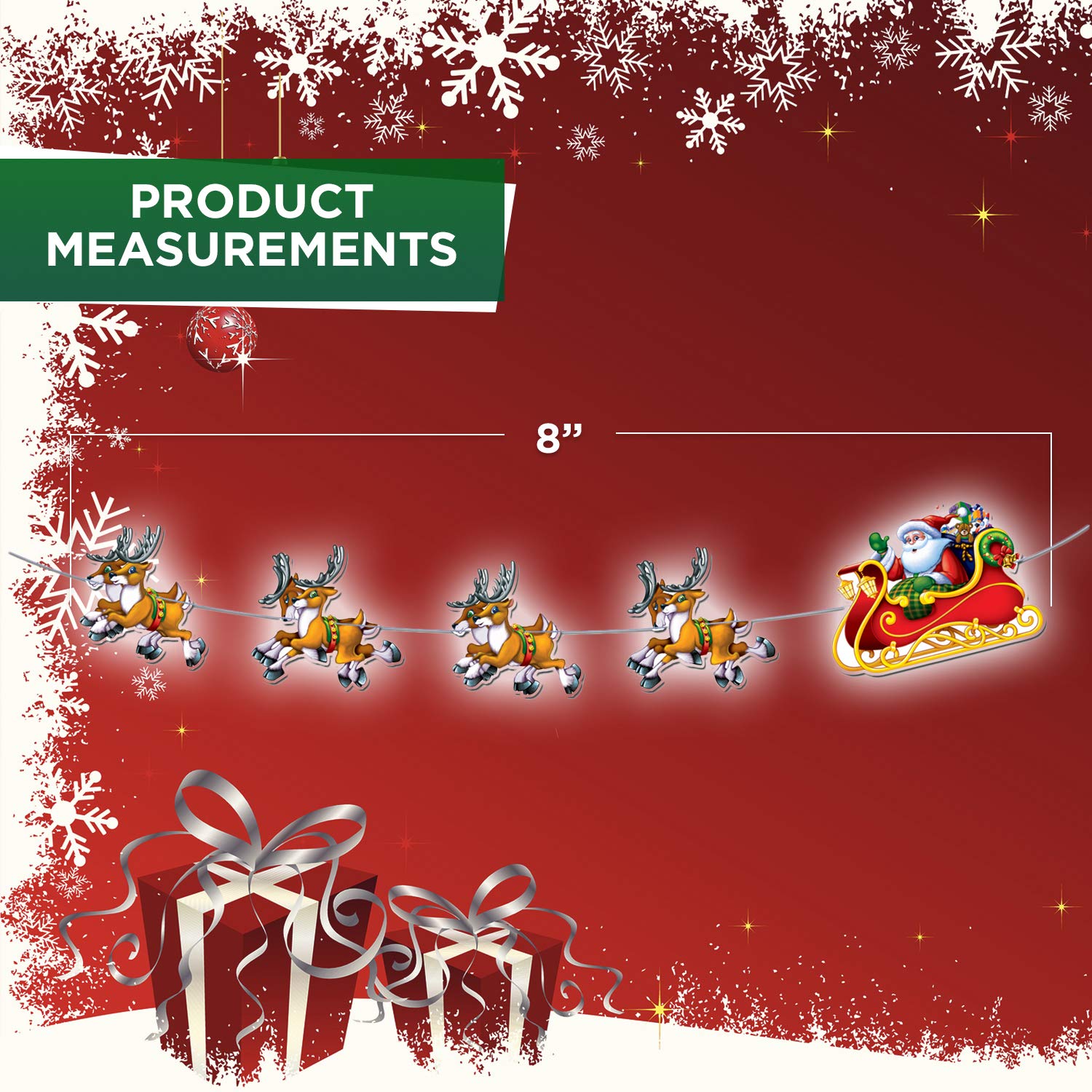 Beistle Luftschlangen mit Weihnachtsmann und Schlitten, 2,4 m, 2 Stück