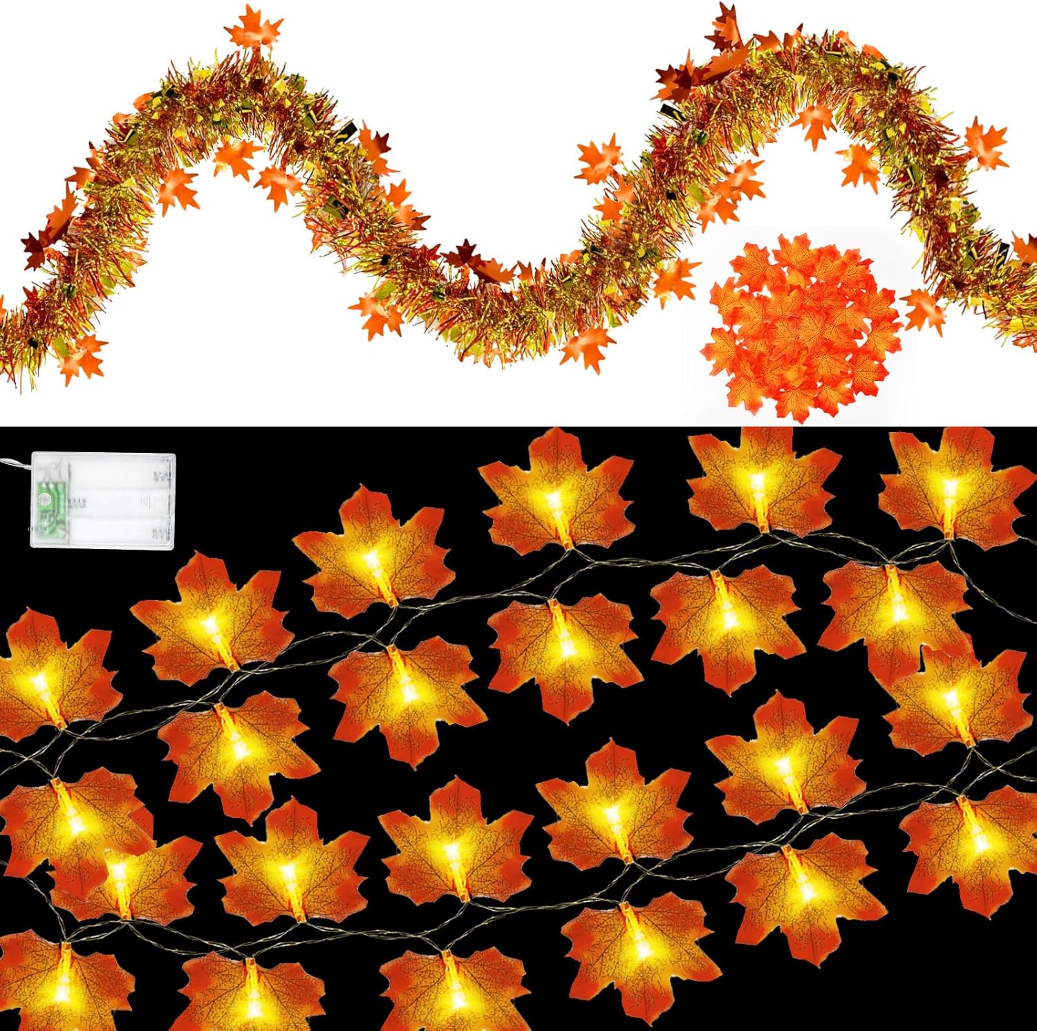 Fall Decorations,33FT Fall Thanksgiving Glitter Tinsel