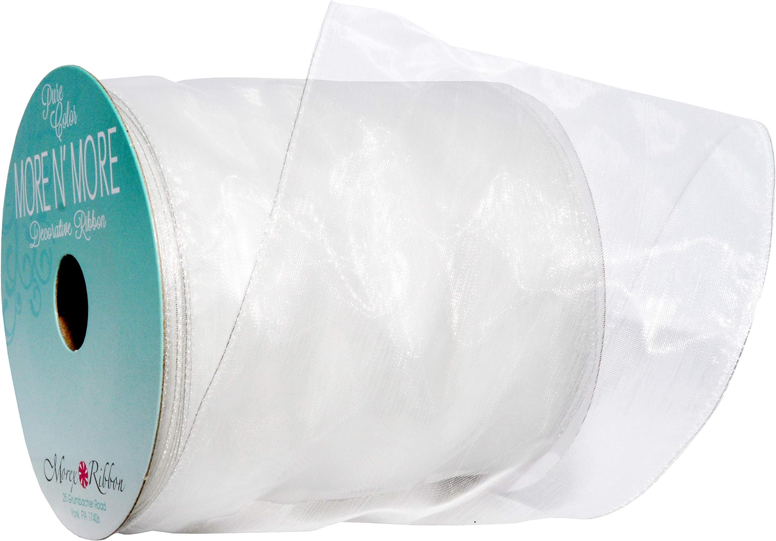 Morex Ribbon Ribbon, chiffon, White, 4-in x 10-Yd