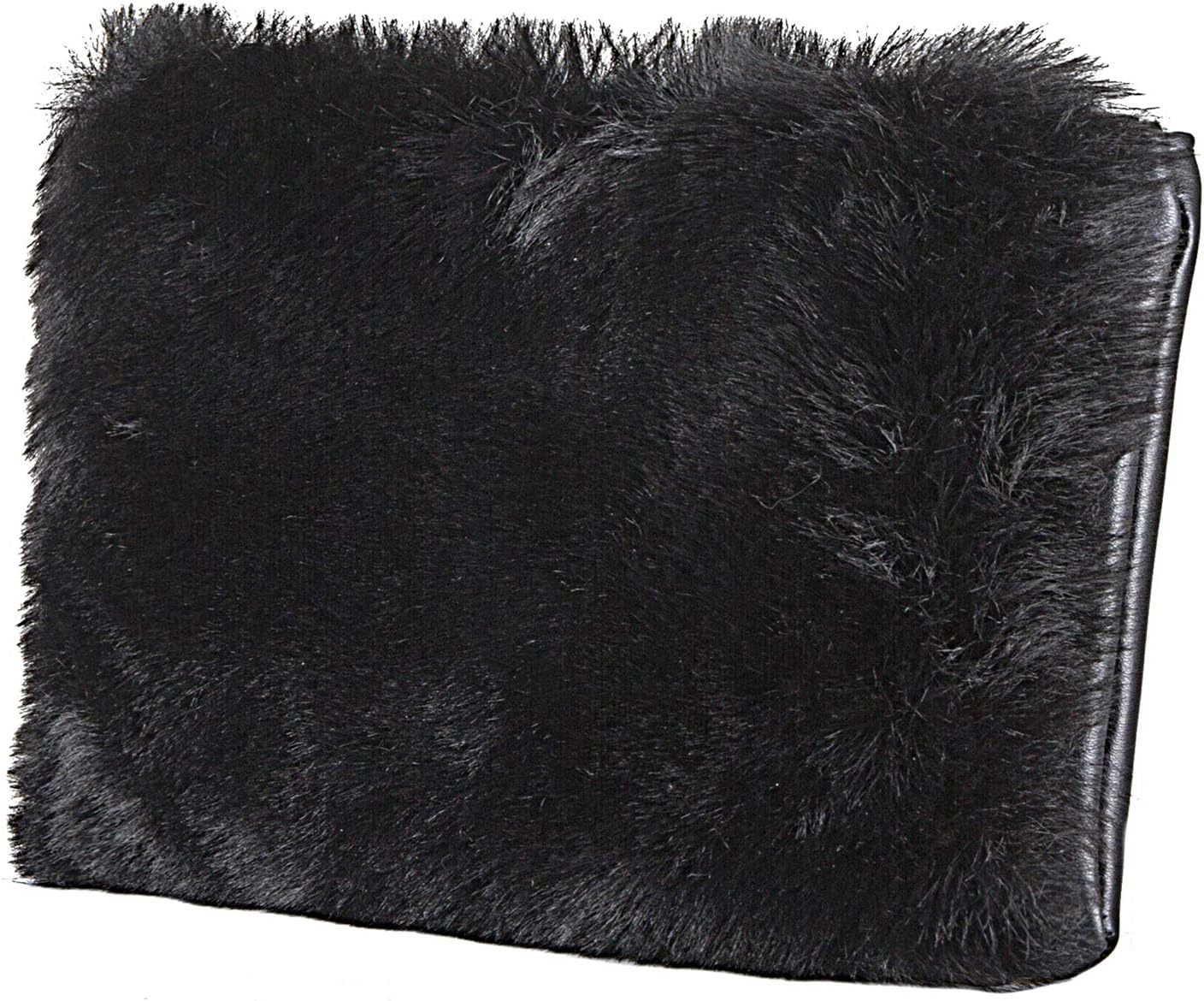 Luxe L 100% Faux Fur Clutch Handbag for Women Soft Modern Purse Wallet with 2-Zippered Compartments