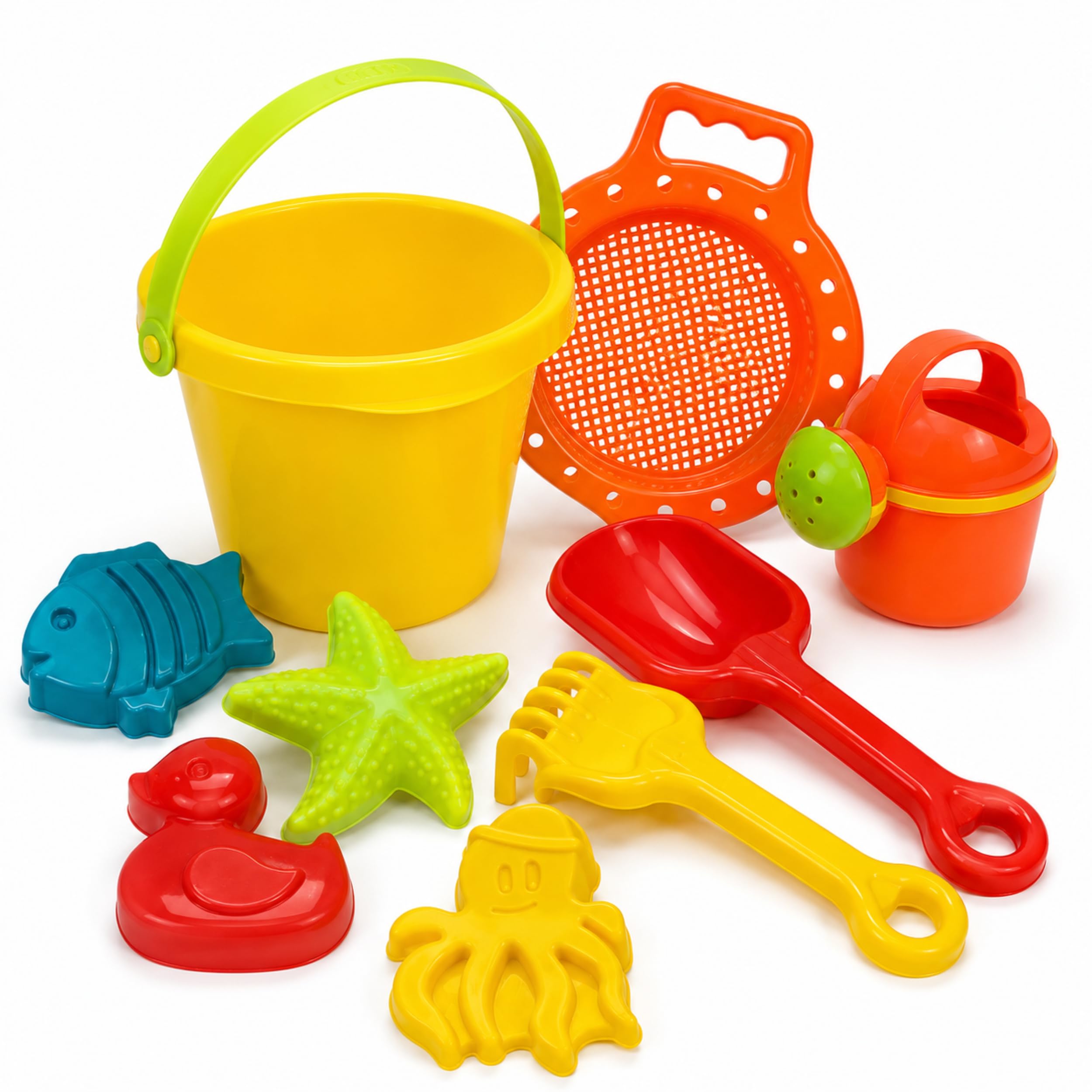 Yashoni Beach Toys for Kids Sand Game Castle Building Plastic Toy Set, Multicolor Kids Toys Bucket and Animal Molds Pack of 10 for Outdoor Play and Travel Fun (Beach Set Large Size)-image-27