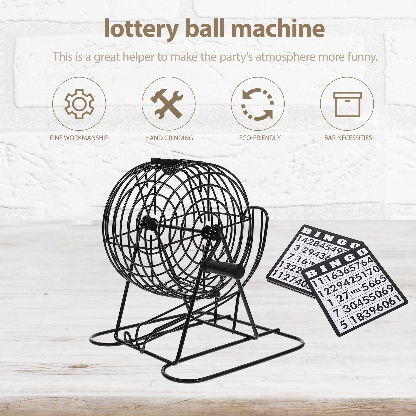 Jeu de Bingo Machine à Loterie Manuelle en Fer Noir, Jeu de Société Excitant et Engageant pour Soirées à Thème et Maisons