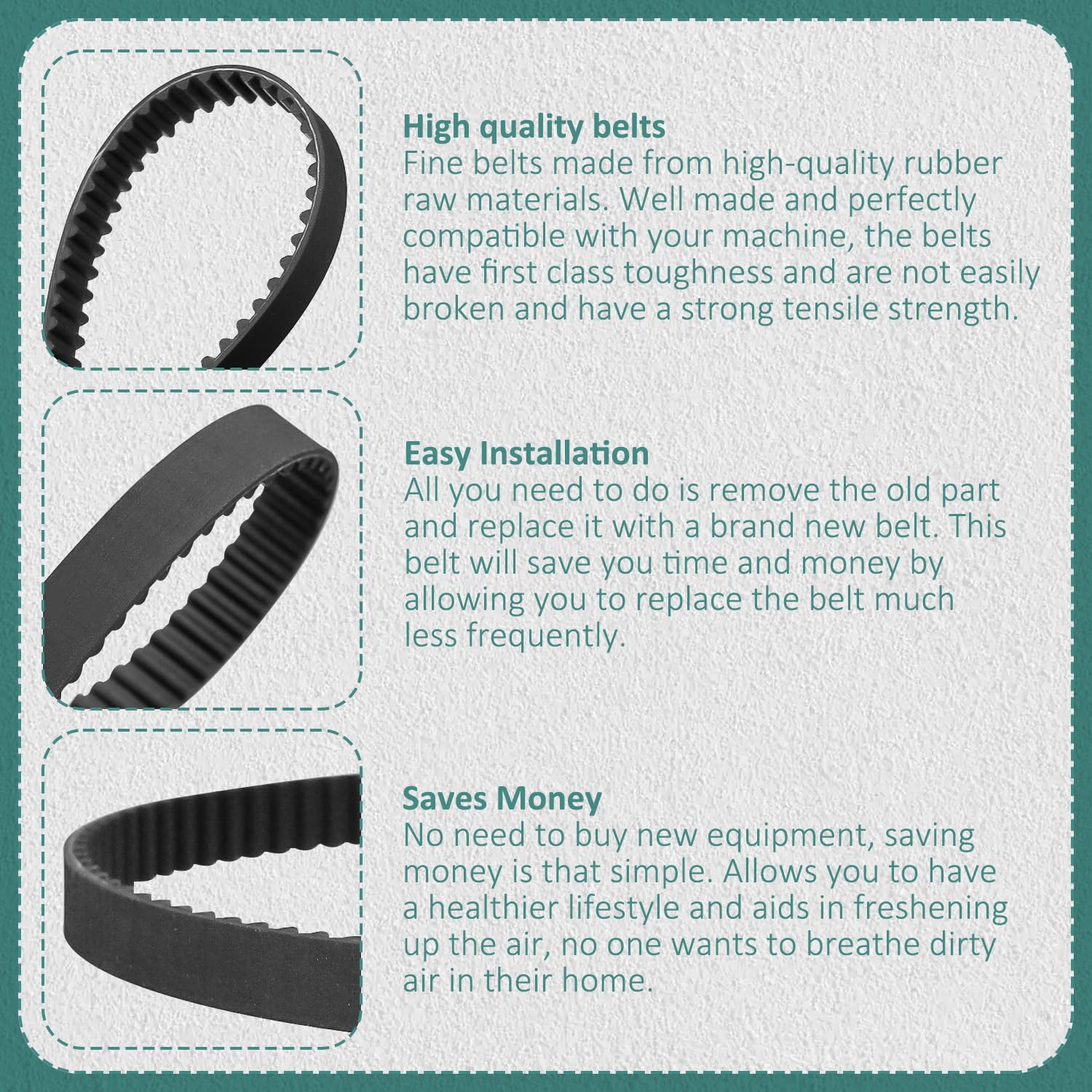 Hasmx 2-Pack Replacement Vacuum Cleaner Belts for Kenmore Canister CB-1 Part # 20-5285 742024 NuTone 46-3300-03 Cen-Tec EB24010 Hayden 743411 Panasonic MC-V9626 Vacuum Belts