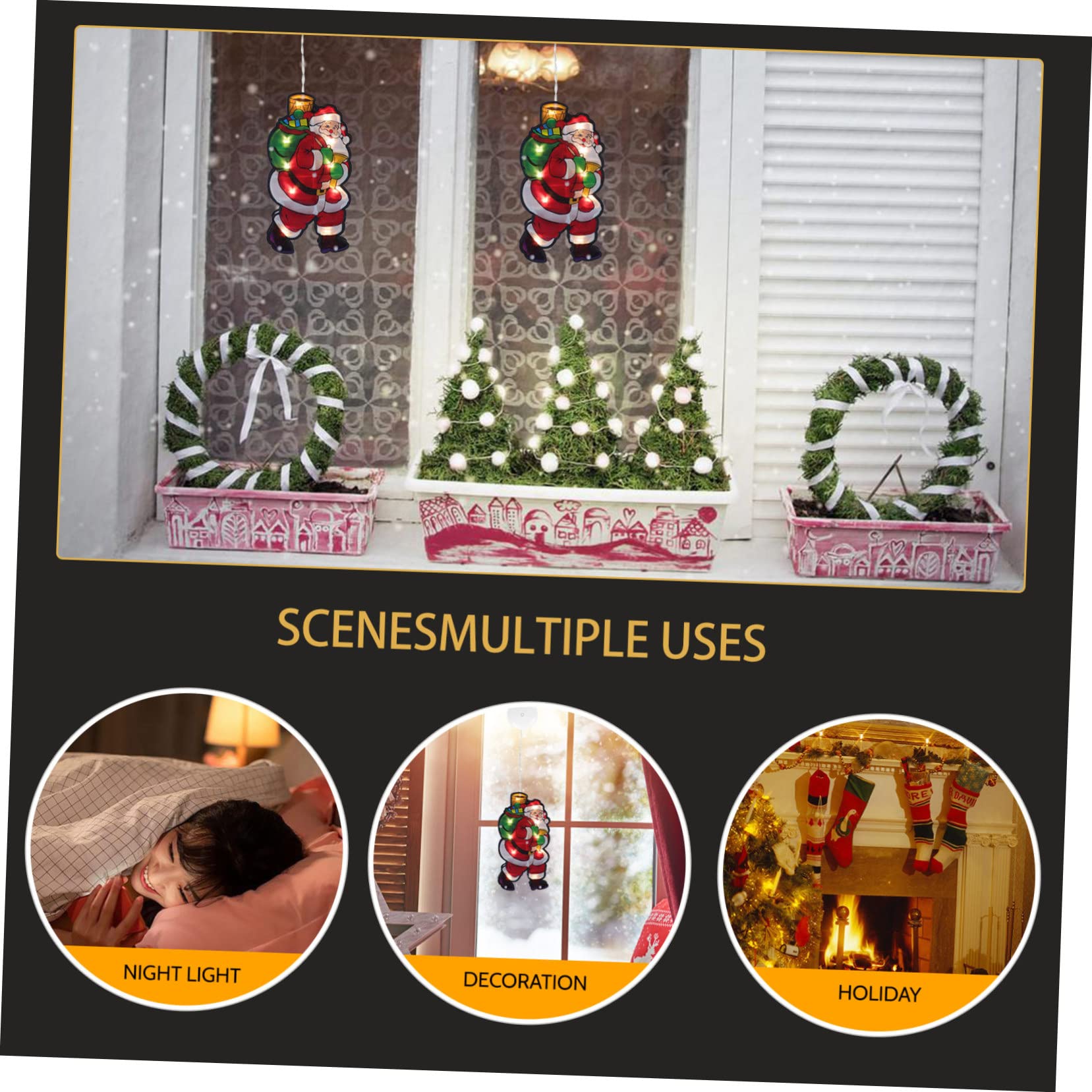 SEWOART 1Pc Christmas Hanging LED Light with Sucker for Festive Decoration for Malls Offices and Homes Creates Warm Atmosphere with Unique Xmas Design