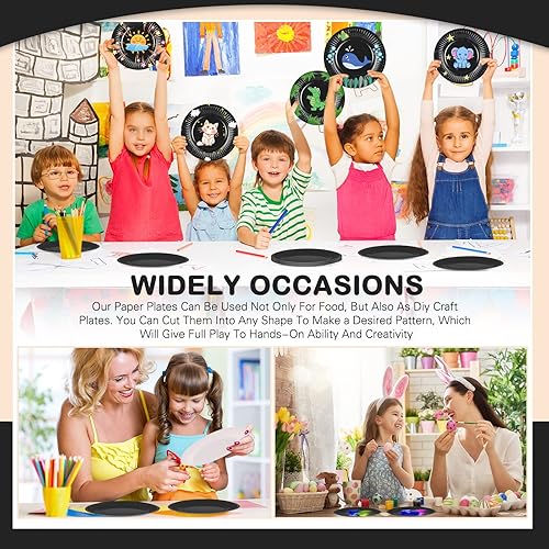 Miniatura 7 de Weewooday 100 platos de papel desechables de 7 pulgadas, platos redondos de postre para postres, pasteles, manualidades, bodas, cumpleaños, cenas,