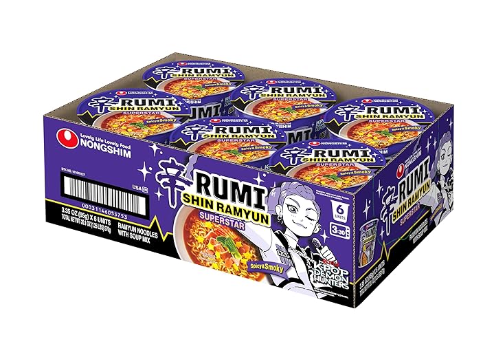 Nongshim Shin Ramyun Superstar, Instant Noodle Cup, Spicy & Smoky, 3.35 oz (Pack of 6) - Rumi Superstar