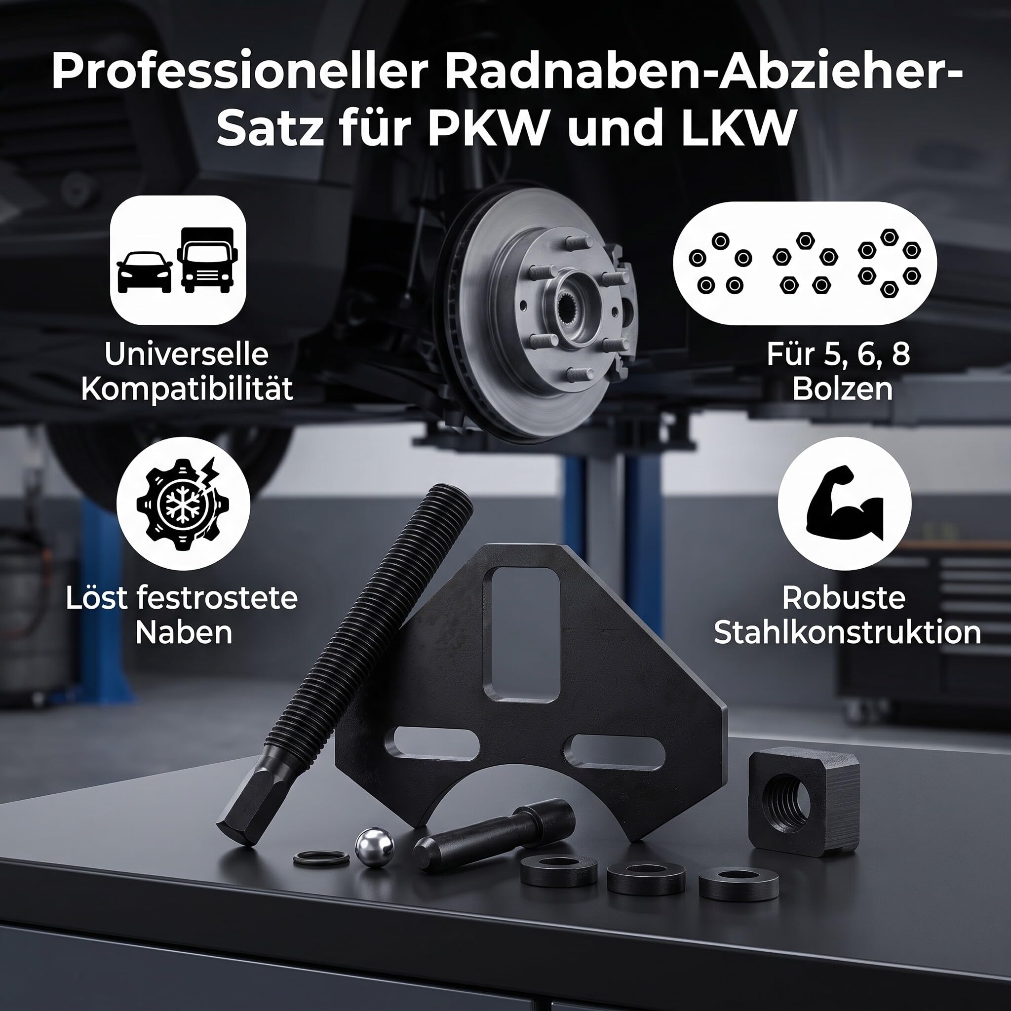 ANGGREK 40100 Zestaw Narzędzi do Usuwania Piasty Narzędzie do Usuwania Piasty 40100 OEM Hub ze stwardniałą śrubę wymuszającą Gwintowanie dla 5 6 8 Zespołów Piastowych na Samochodach Ciężarówki