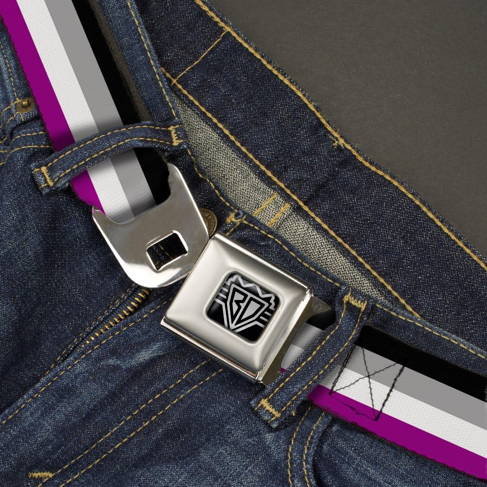 Buckle-Down Belt, Seatbelt Buckle Belt, Flag Asexual Black Gray White Purple, Adjustable