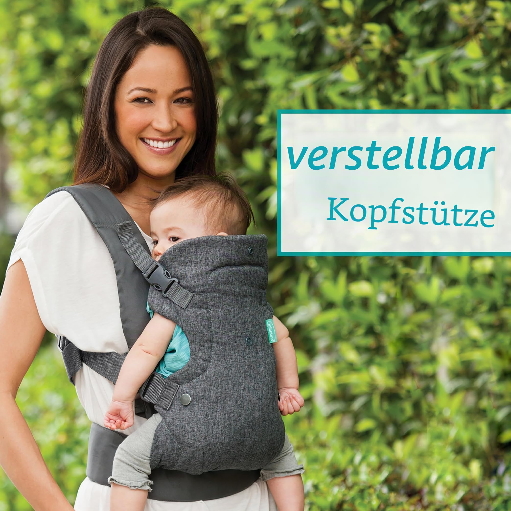 Infantino Flip Advanced 4-in-1 Babytrage, Ergonomisch, Umwandelbar, mit Blickrichtung Nach Innen und Außen, Vorne und Hinten Tragbar für Neugeborene bis Kleinkinder von 3,6-14,5 kg, Grau
