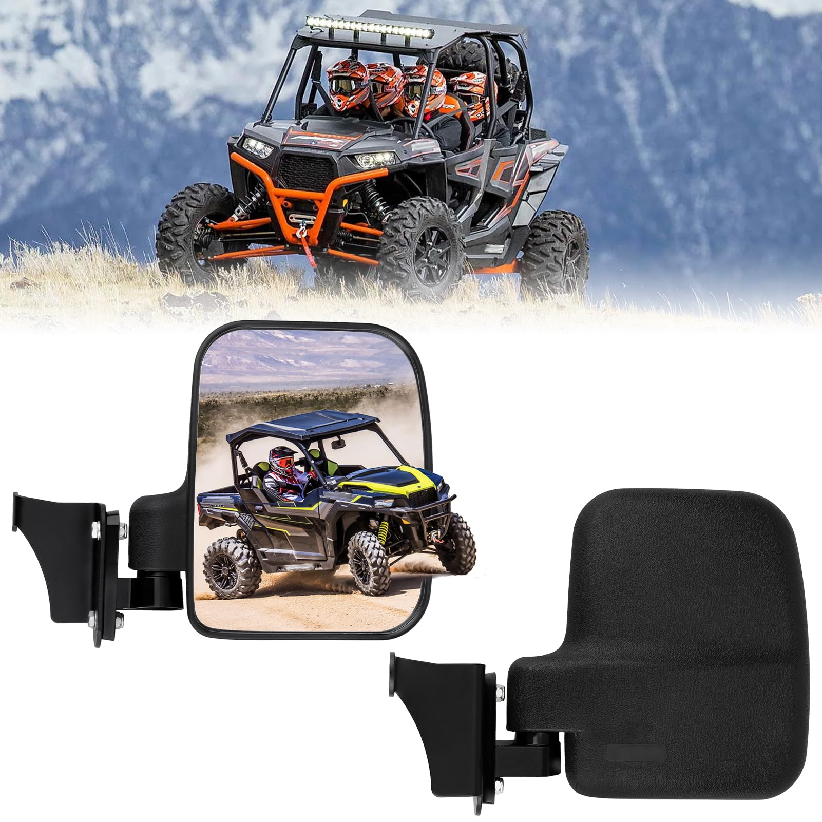 Ranger 1000 XP UTV Rear View Side Mirror Compatible with Polaris RANGER XP 1000, RANGER CREW XP 1000 2018 2019 2020 2021 2022 (Fit For Factory Doors Installed)