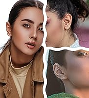 Vista 23 de G23 Titanium Earrings 5A+Cubic Zirconia Flat Back Stud Earrings 14K Gold Hypoallergenic Nap Earrings 2-5MM Tiny Handmade Cartilage Stud Earrings for