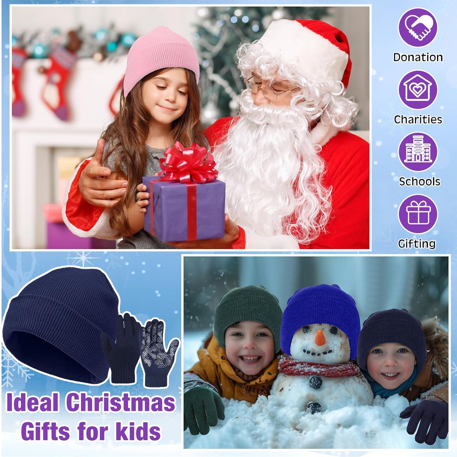 Toulite 100 Pcs Kids Winter Hats and Gloves Sets Bulk Beanie Gloves for Children School Donation Wholesale (Light Camouflage) - Image 6