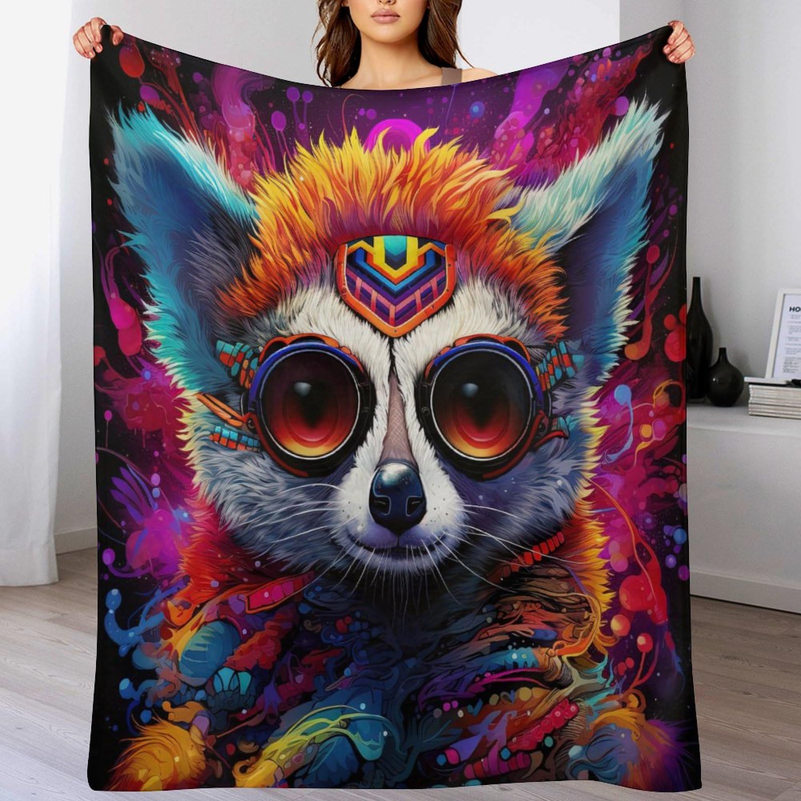 Lemur Animal Blanket Anti Pilling Throw Blankets Cozy Durable Blankets for Office Couch Cinema Gifts Bedroom Decor Plush Bed Blanket Quality Washable（140×180cm）