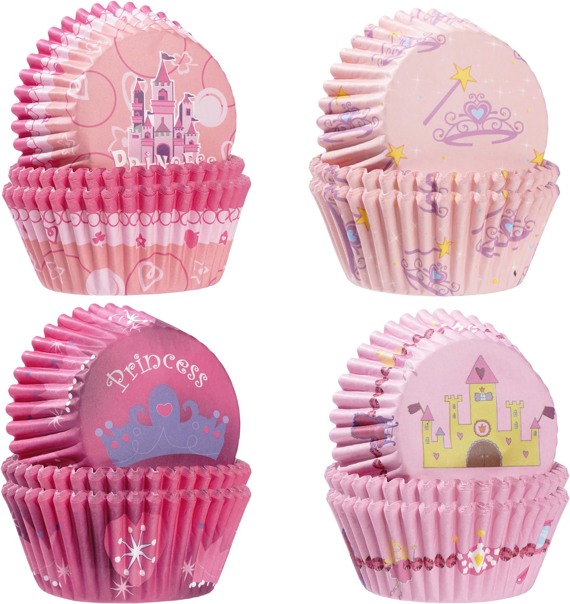 200PCS Princess Cupcake Liners Crown Castle Baking Cup Pink Muffin Cupcake Wrapper Decorative Dessert Liners for Fairy Tale Theme Baby Shower Wedding Birthday Princess Party Decorations