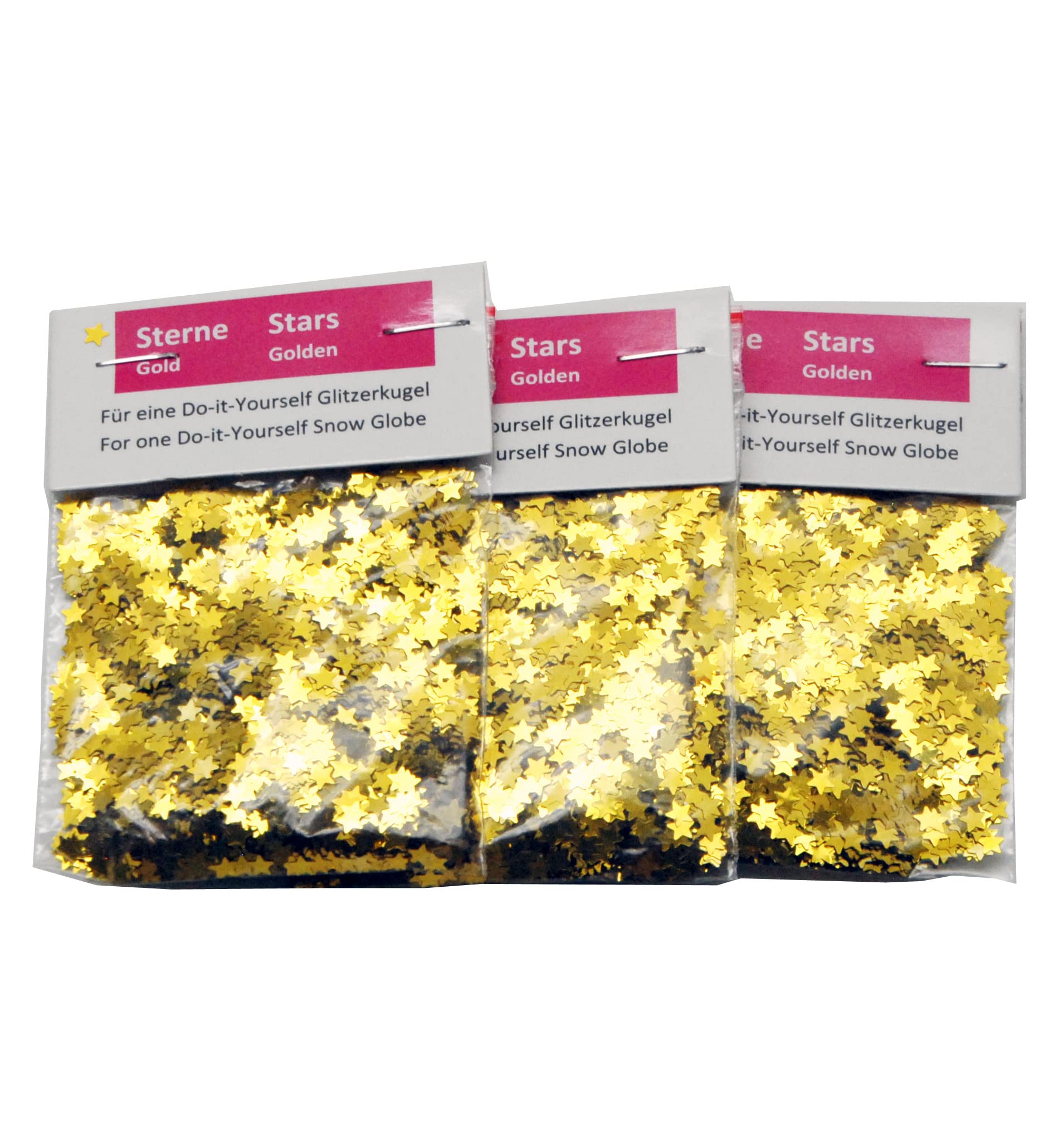 Snowglobe For You - Do It Yourself Gold 3 X Glitter Stars For Snow Globe / Glitter Ball For Crafts For Snow Globe Craft Kit 40066 En Stars
