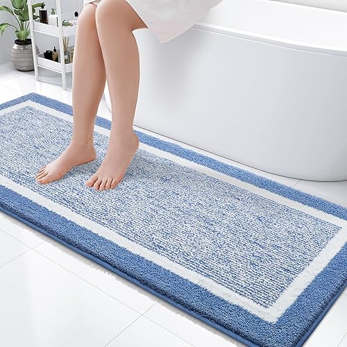Miniatura 84 de OLANLY - Alfombras de baño de 30x20, tapete de baño extra suave y absorbente de microfibra, antideslizante, lavable a máquina, secado rápido, Azul