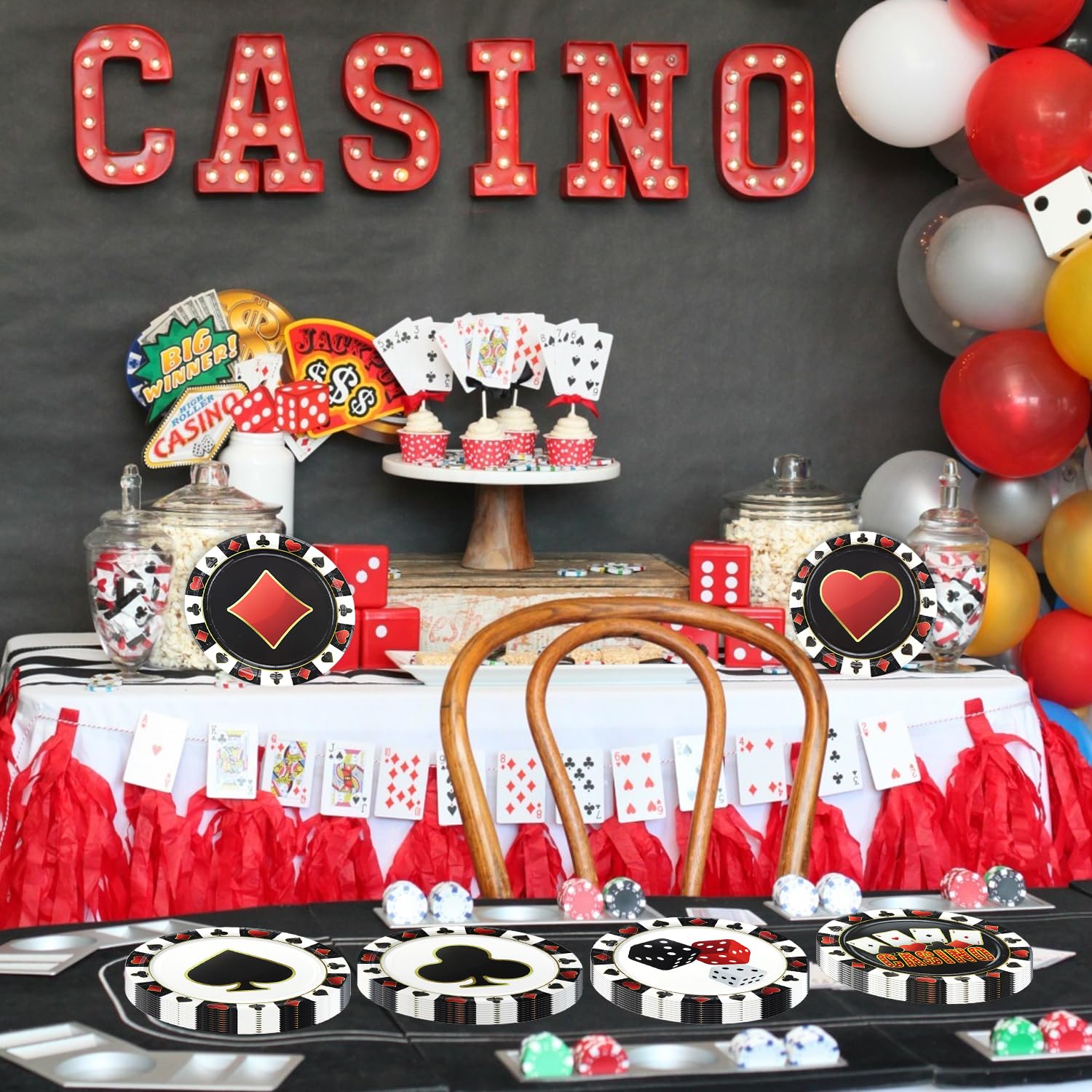APUXXJUPA 60 Pcs Casino Paper Plates - Image 4