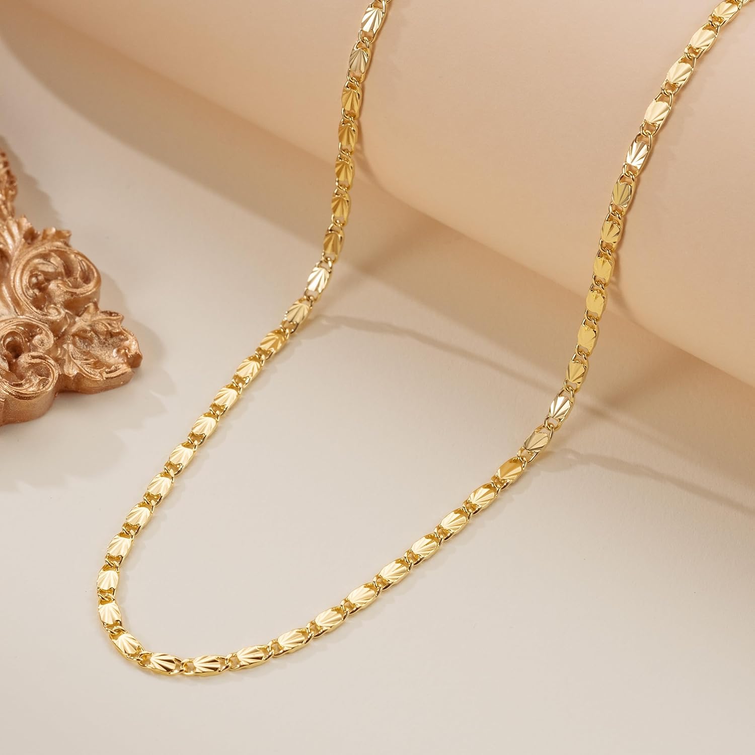 14K Gold Chain for Women 14K Gold Necklaces for Women Trendy 2.9mm Mariner Chains for Men Timeless Retro Charm Womens Necklaces 16-24in - Image 8