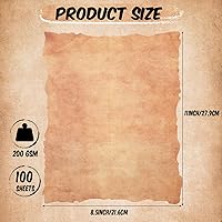 Vista 2 de Harloon 100 piezas de papel de acuarela de algodón vintage de aspecto antiguo, cartulina en blanco de 200 GSM grueso con borde deckle anticuado