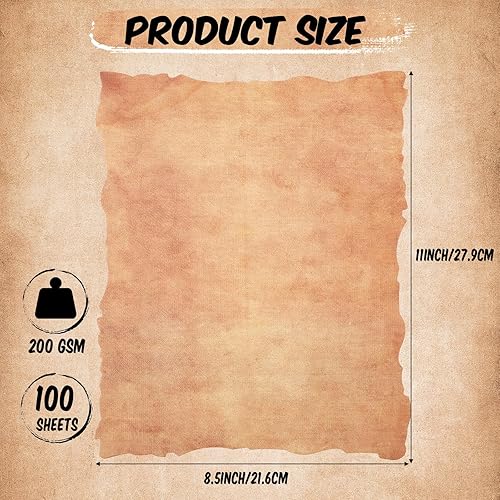 Miniatura 2 de Harloon 100 piezas de papel vintage de acuarela de algodón de aspecto antiguo, cartulina en blanco de 200 GSM grueso con borde anticuado para