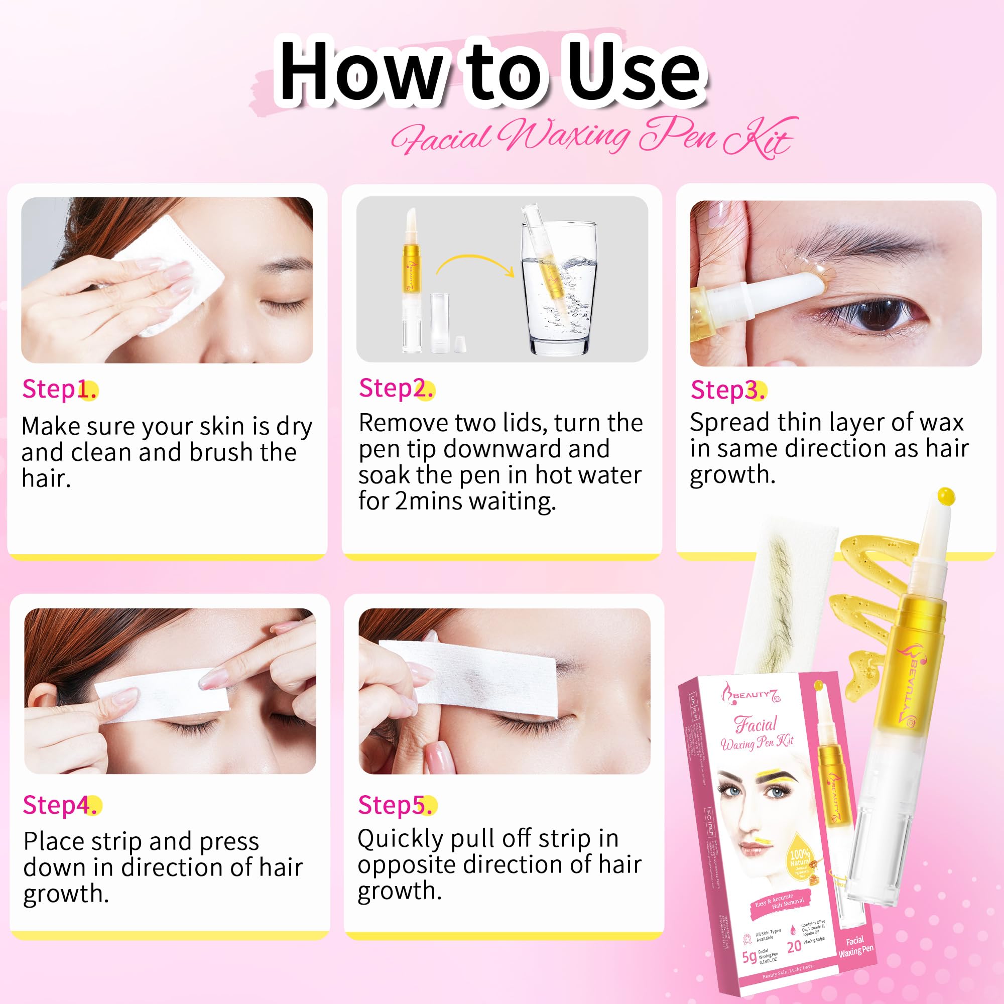 Amazon.co.jp: Beauty7 アイブロウワックスキット、フェイスワックス