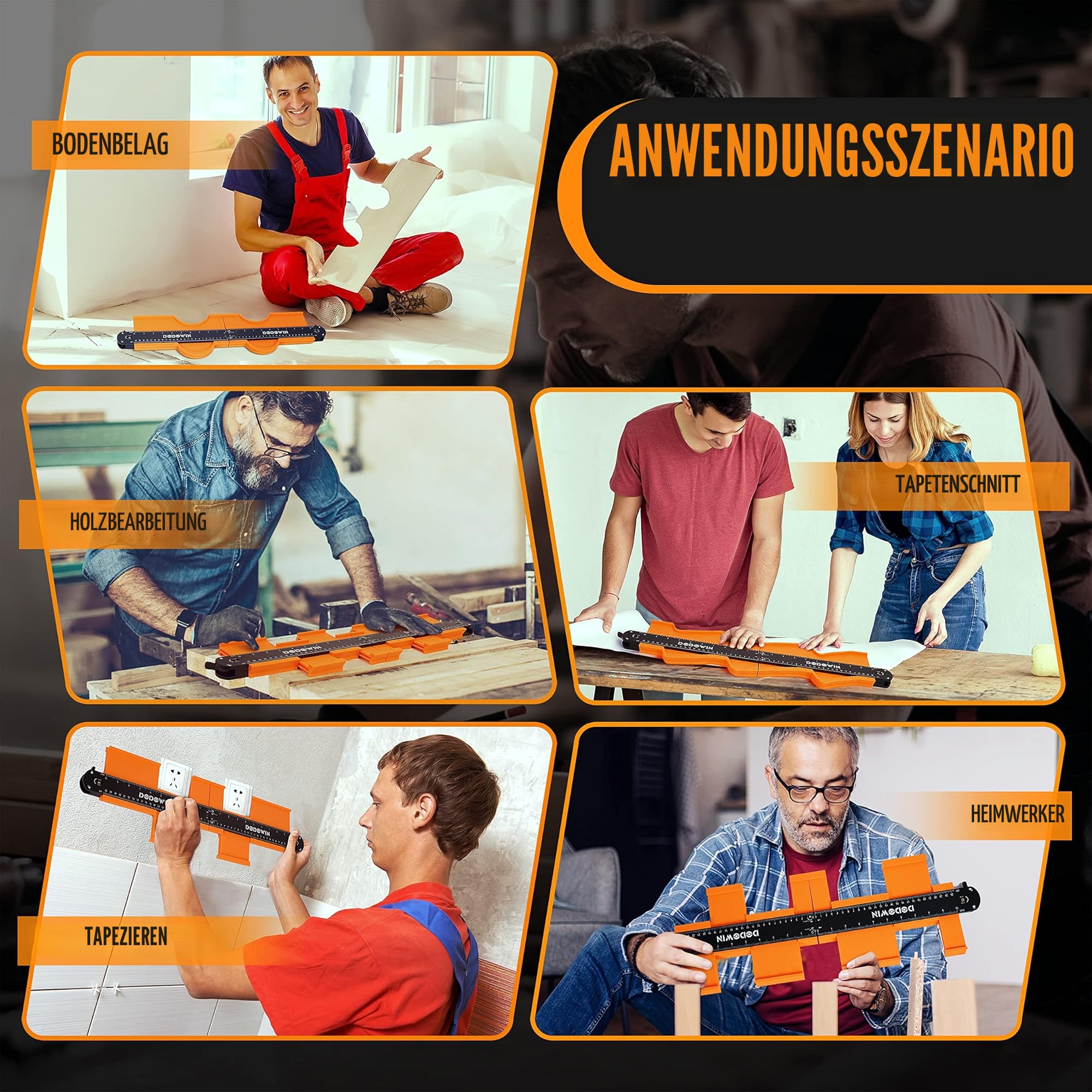 DODOWIN Konturenlehre Verbindbar Groß, Laminat Schablone, Konturenlehre Mit Feststeller, Besondere Valentinstag Geschenke für Männer Ihn, Personalisierte Geburtstagsgeschenk für Opa Papa
