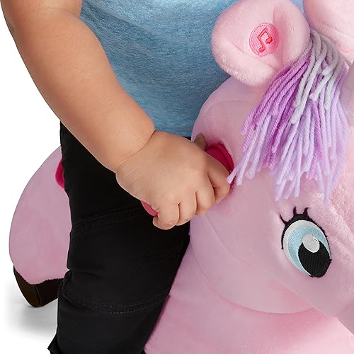 Miniatura 11 de Radio Flyer - Juguete para montar de Shimmer el unicornio mágico con luces y sonidos interactivos, para niños de 1 a 3 años, color rosado, mediano