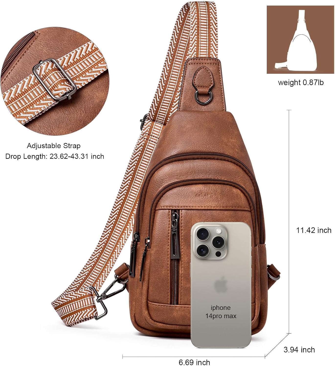 Womens Sling Bag Crossbody Bags for Women Vegan Leather Sling Backpack Daypack Fanny Pack Crossbody Purse Travel - Image 4
