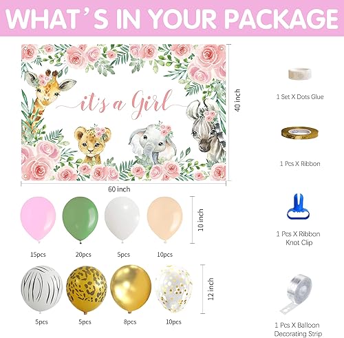 Miniatura 4 de HIPVVILD Decoraciones temáticas de selva para baby shower, suministros de fiesta de bebé de safari, plato, taza, servilleta, arco de globos, telón