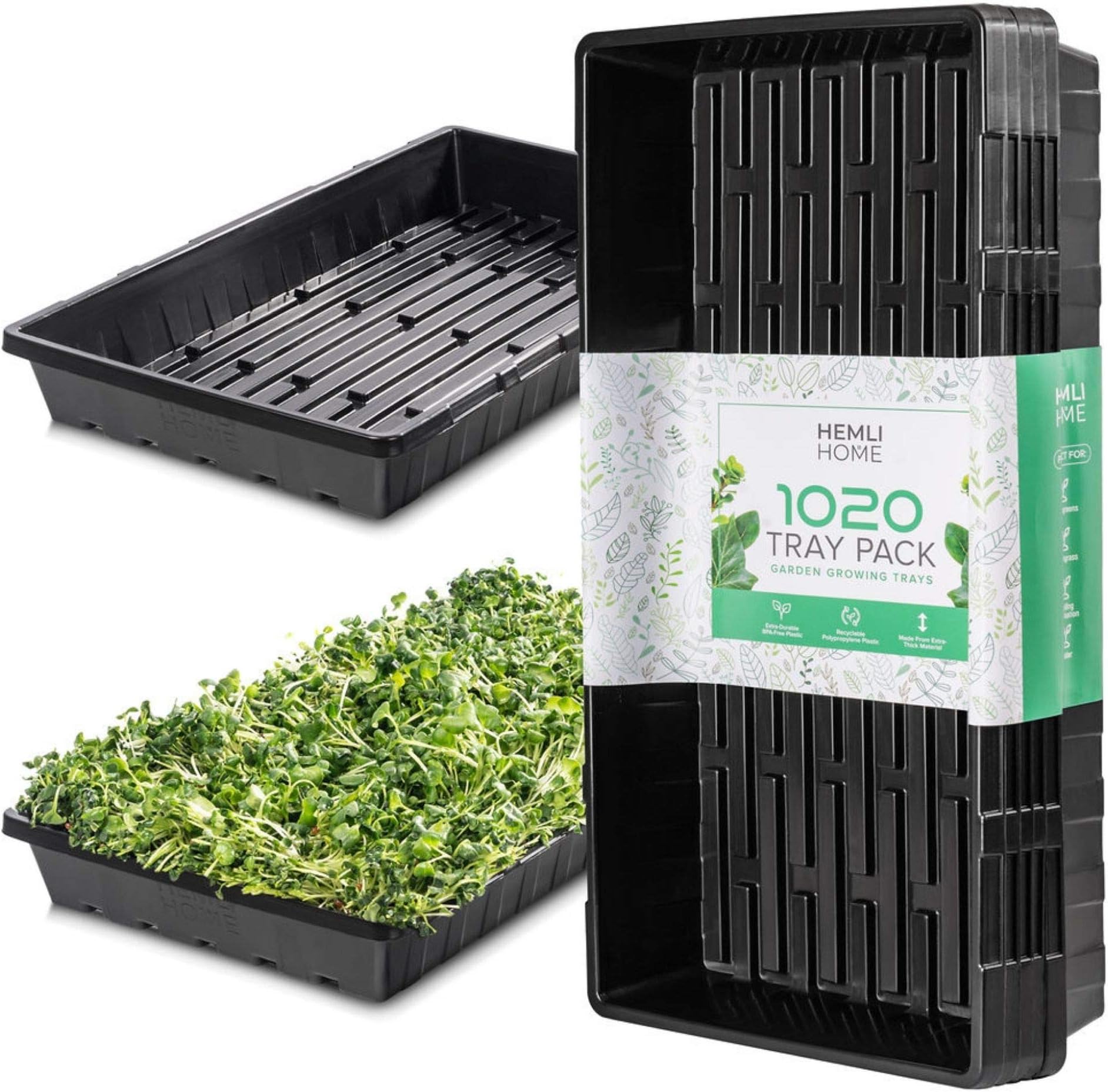 1020 Seed Starting Trays - 5-Pack Reusable Plastic Germination Trays for Microgreens & Seedlings