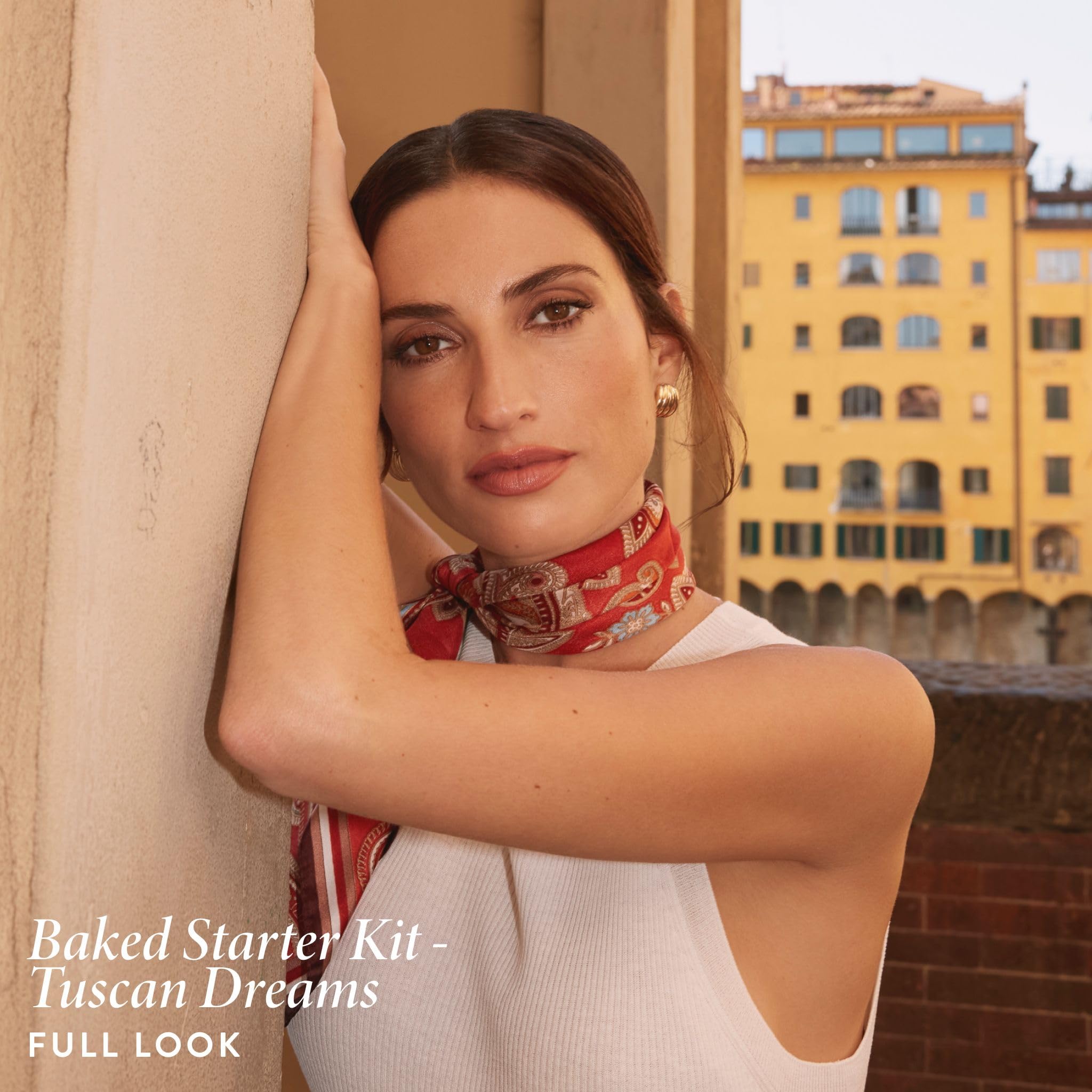 Laura Geller New York Baked Starter Kit - Baked Balance-n-Brighten, Fair + Best of the Best Tuscan Dreams Gesichtspalette + einziehbarer abgewinkelter Kabuki-Pinsel (hell)
