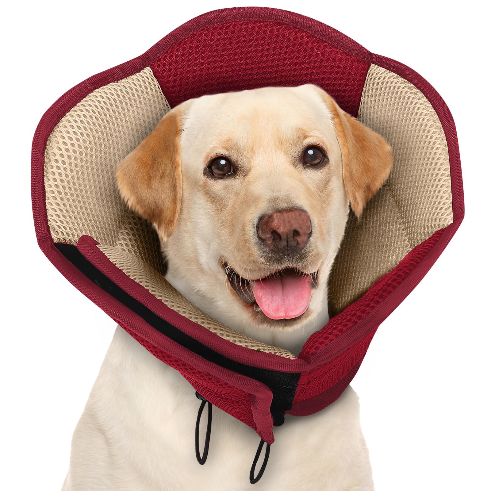 AOFITEE Dog Cone- Adjustable Extra Large Cone for Dogs After Surgery, Breathable Soft Cone Dog Collar to Prevent Licking Wounds, Pet Elizabethan Collar for Large Dogs, Burgundy XL