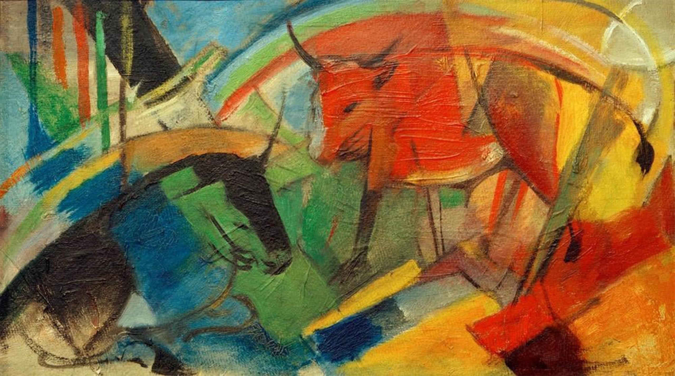 ARTXLXXBN Famous Painting Art Wall Decor Abstract Art Picture Small Picture with Cattle by Marc Animal Pictures for Home Decor 60x90cm