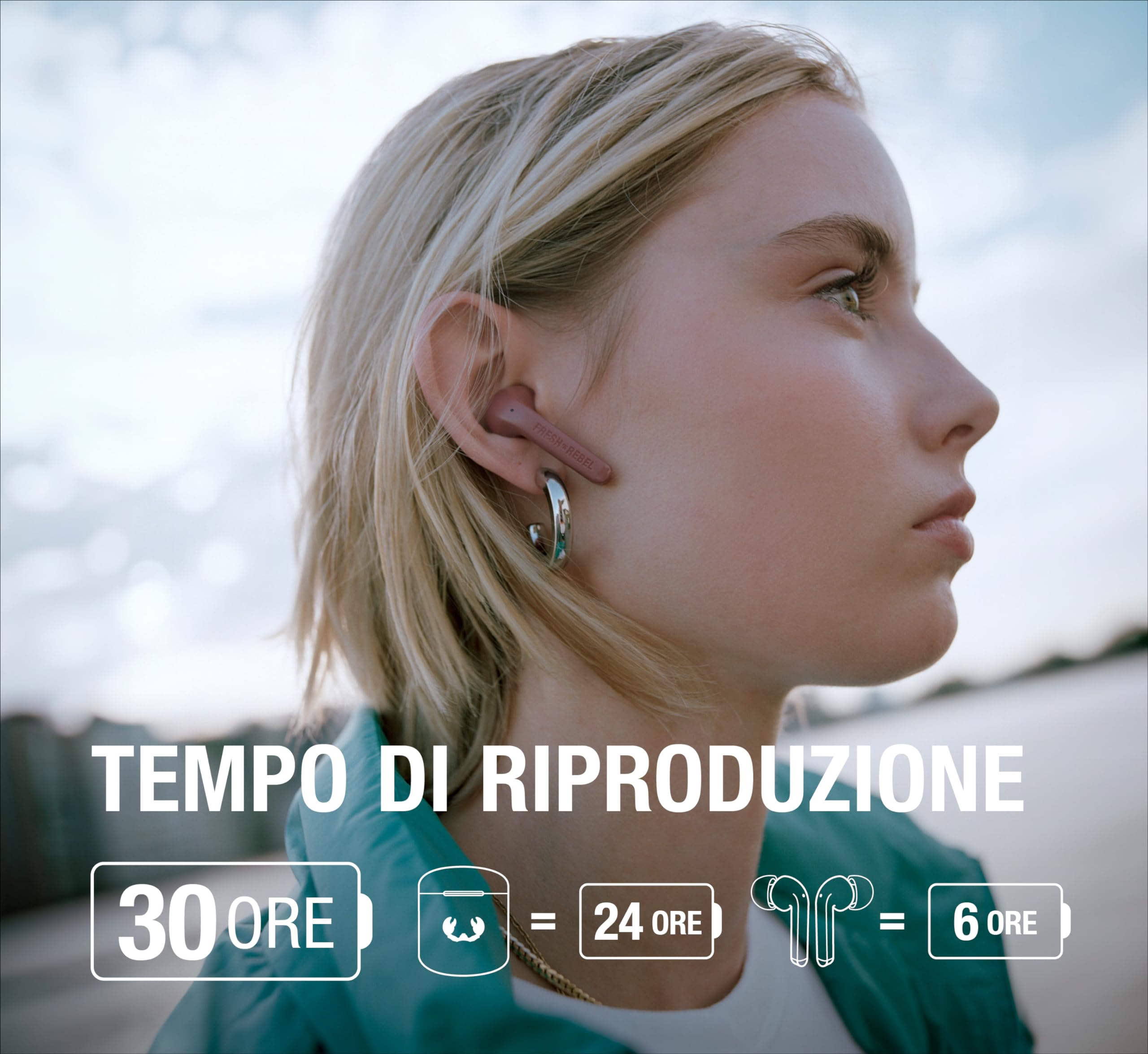 Fresh 'n Rebel Twins Fuse, True Wireless Auricolare Bluetooth con punta, assistente vocale, controllo touch e microfono incorporato, tempo di riproduzione 30 ore (Dreamy Lilac)