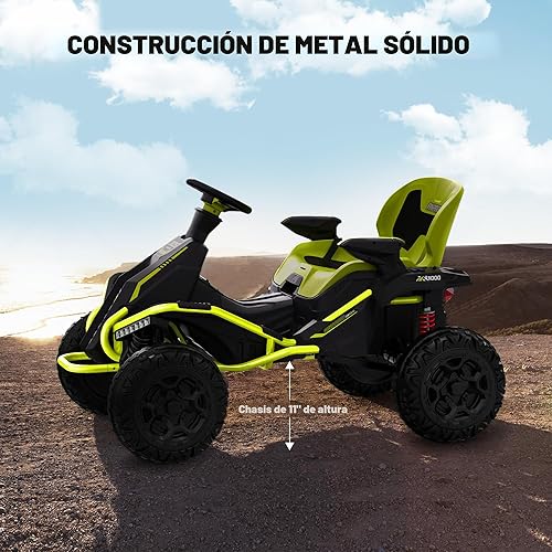 Miniatura 5 de ANPABO Juguetes de Montar 24V 4x4 para Niños Grandes de 3-12 Años Verde - Motores 4x200W, 5MPH, Asiento Ancho Ajustable, Control Remoto Parental,