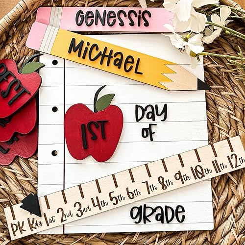 Miniatura 4 de Nazenti Letrero reutilizable para el primer día de escuela, letrero reutilizable para el regreso a clases, tablero personalizado con regla