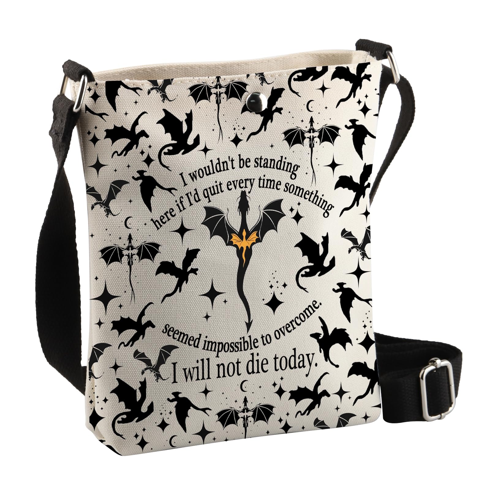 BDPWSS Dragon Lover Crossbody Bag I Will Not Die Today Dragon Rider Handbag Fantasy Reader Gift