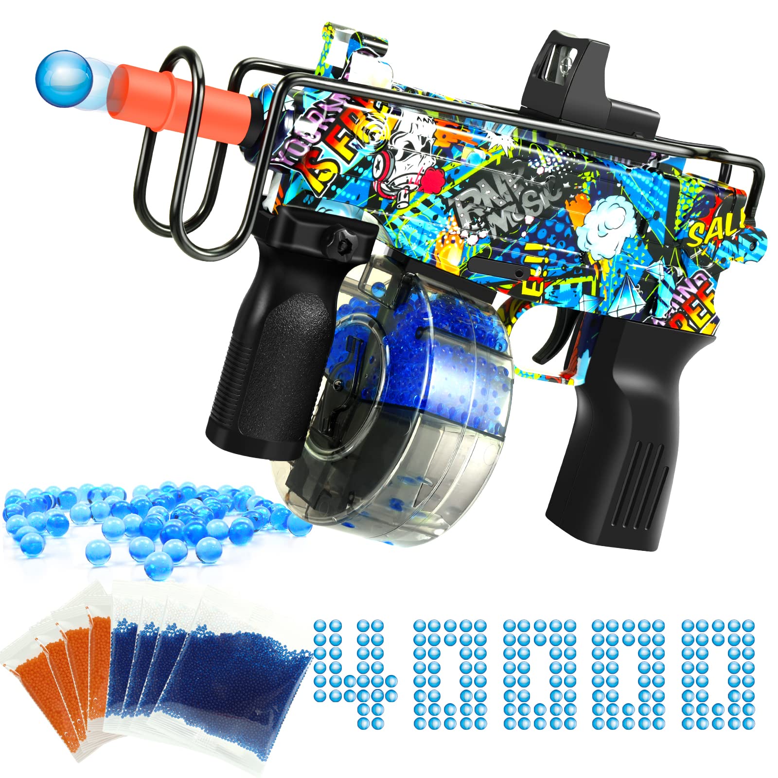 Foqucy Gel Ball Blaster, Automatic Splatter Ball Blaster with 40000pcs Gel Balls for Outdoor Activit