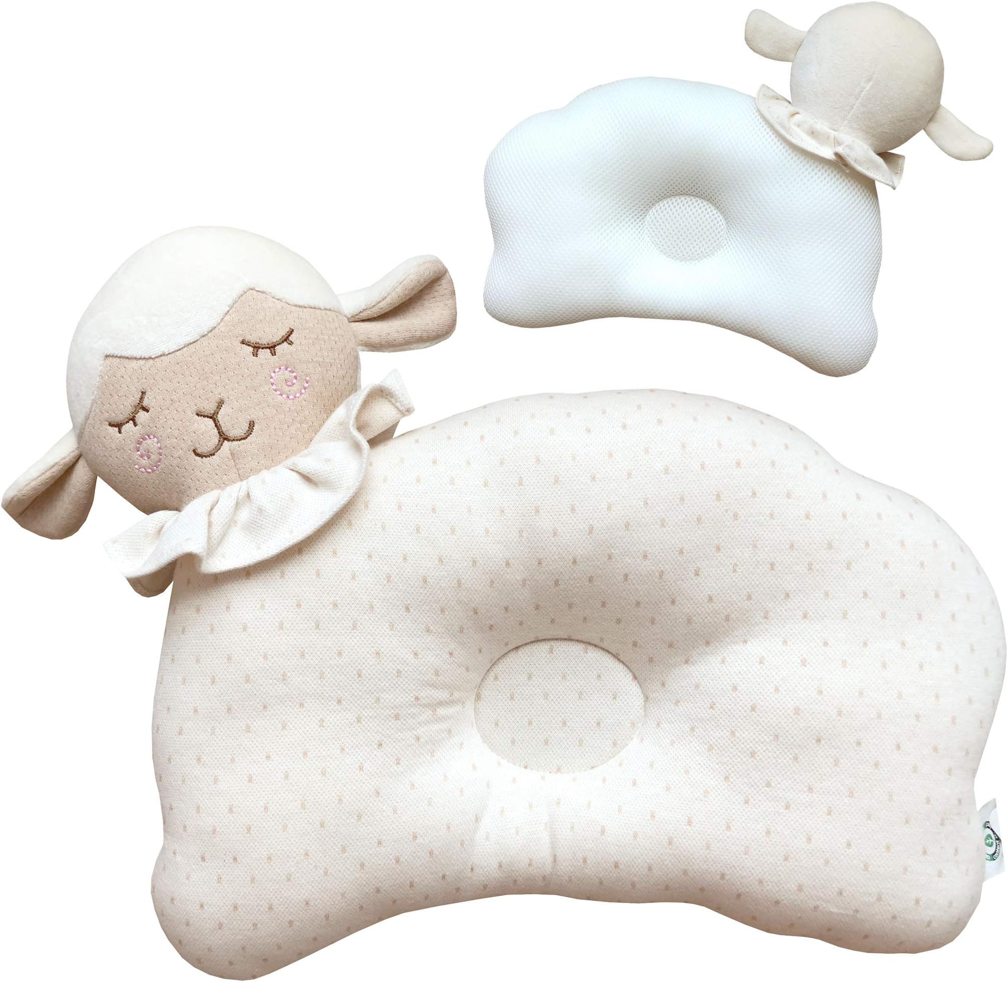 Baby Pillow for Newborn, Breathable 3D Air Mesh Organic Cotton, Protection for Flat Head Syndrome