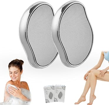 Crystal Hair Remover, Crystal Hair Eraser, Reusable Nano Glass,Multi-Color and Style Options,Easy to Wash,Ideal for Soft and Silky Skin,Skin Exfoliation Nano Mirror coarse GlassSilvery