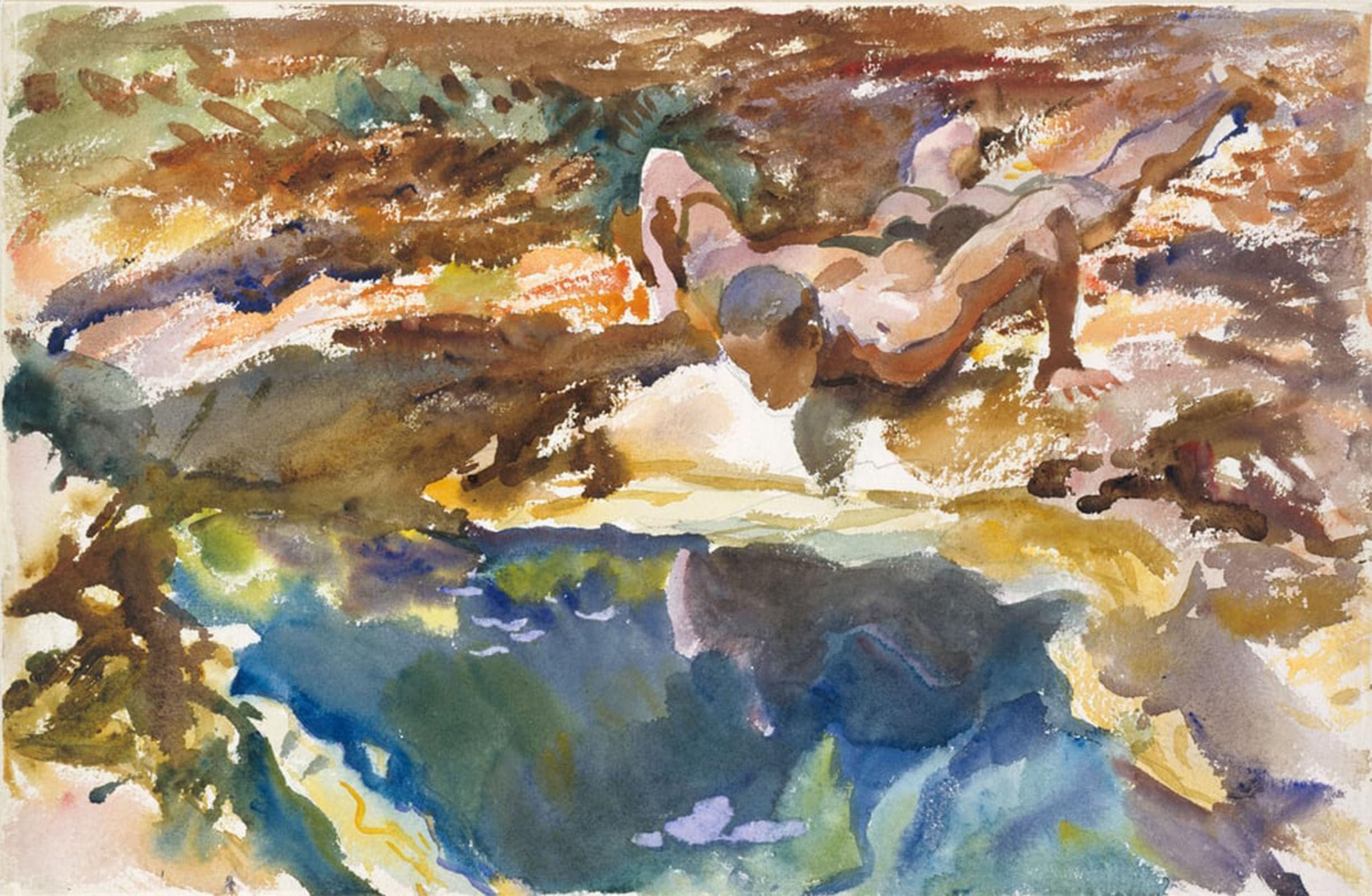 POSTERIIk Vintage Print Pop Art Landscape Artwork Man and Pool Florida by John Singer Sargent Art Prints for Office Home Decor 60x90cm