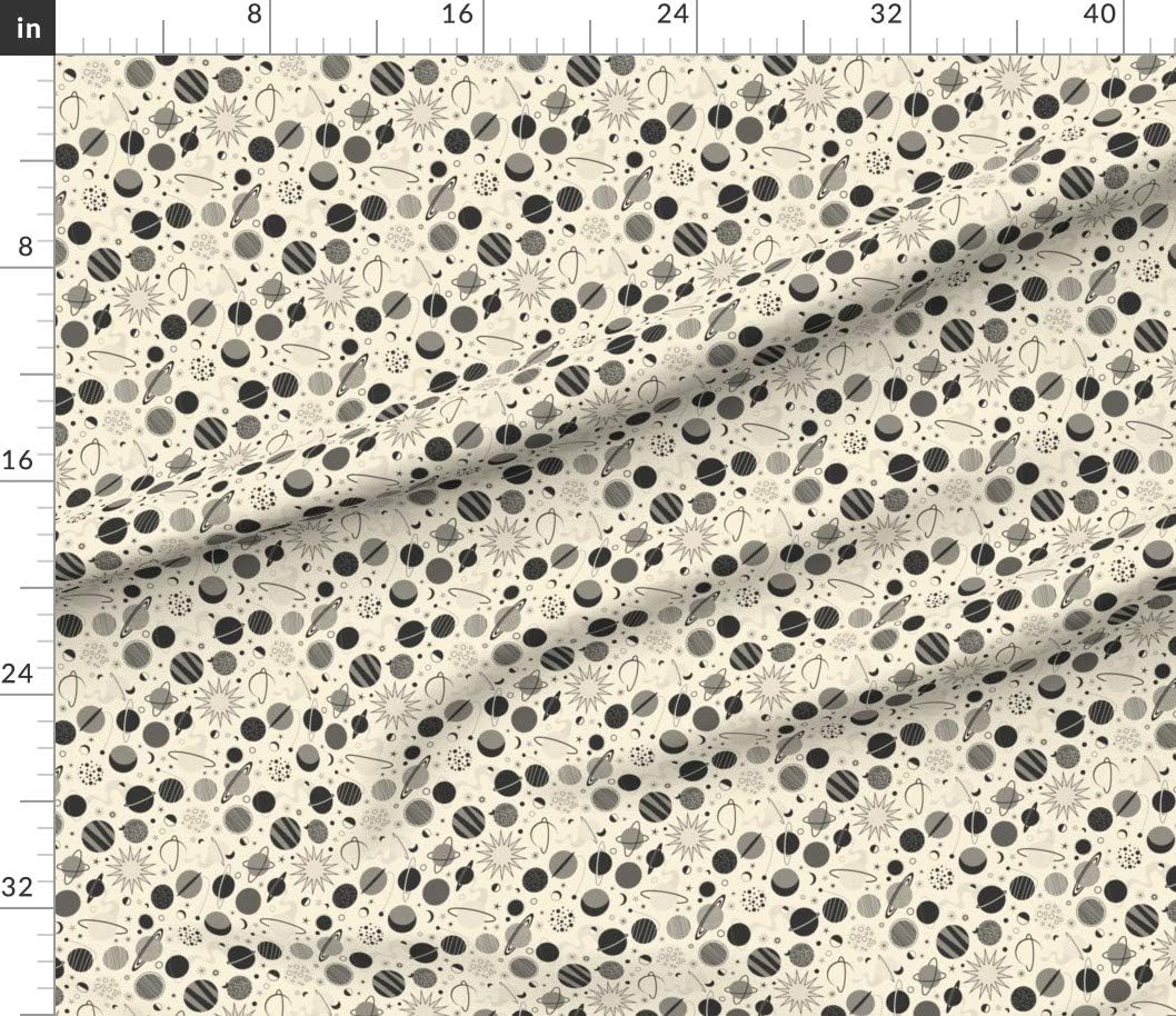 Spoonflower Fabric - Vintage Solar System Space Outer Sun Moon Planet Star Galaxy Galactic Printed on Petal Signature Cotton Fabric Fat Quarter - Sewing Quilting Apparel Crafts Decor