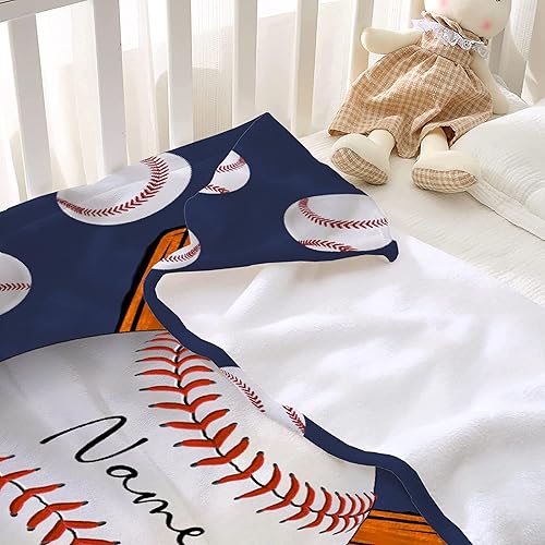 Miniatura 3 de Ottoy Manta personalizada de béisbol para sofá, manta personalizada con nombre, manta ligera de felpa mullida de 60 x 50 pulgadas, para adolescentes