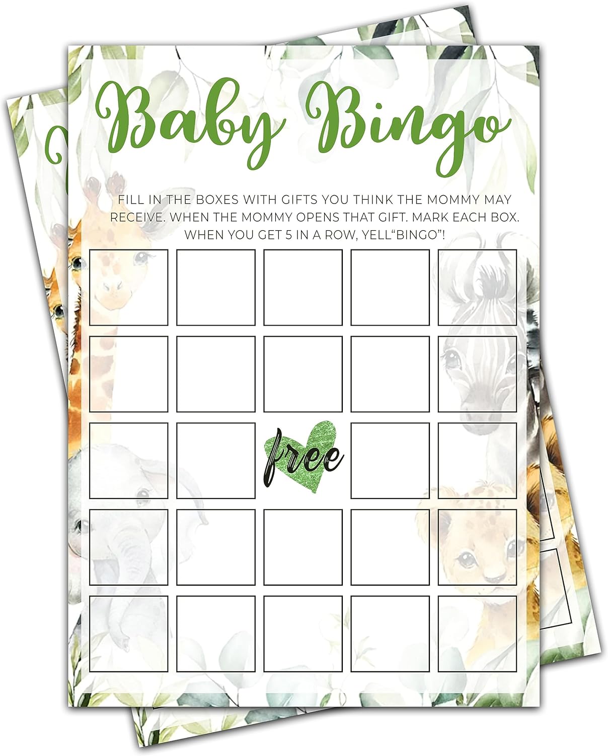 DZIMY Baby Shower Games, Greenery Woodland Animals Theme